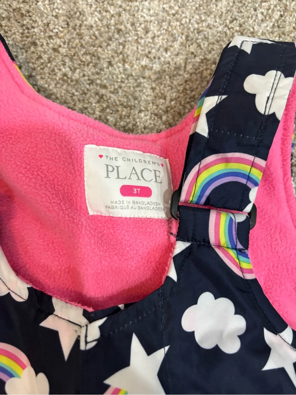 The Children's Place Snowsuit Girls Rainbow Bib Snow Overalls Size 3T